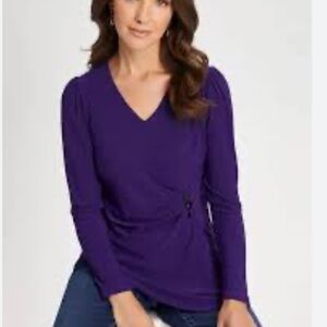 Laura Long Sleeve Button Detail Shirt Purple